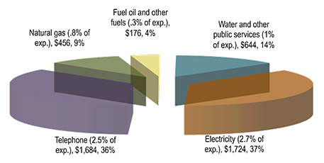 Consumer expenditures on utilities for a four-person household in 2012