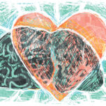 Illustration of heart intersecting brain