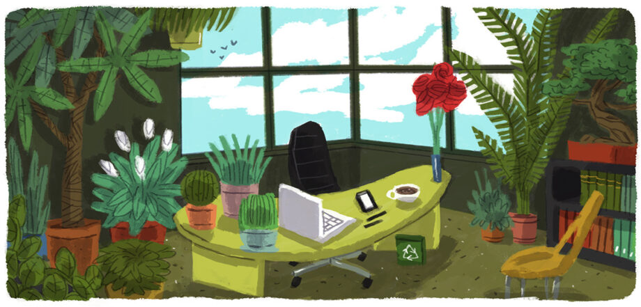 Office filled with living plants