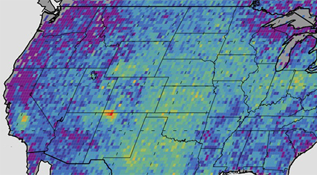 U.S. map with methane hot spot