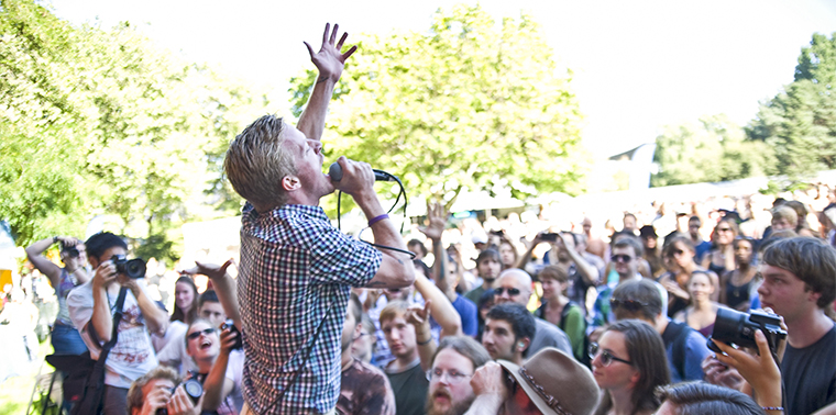 Astronautalis performs at music festival