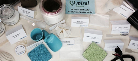 Consumer goods that can be made from biodegradable PHA include bags, utensils and electric cable jackets. Photo courtesy of Metabolix