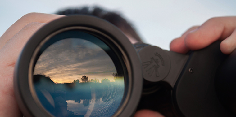 Horizon reflection in binoculars