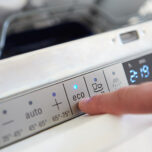 Eco mode button on dishwasher