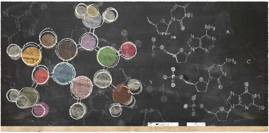 Molecules on chalkboard