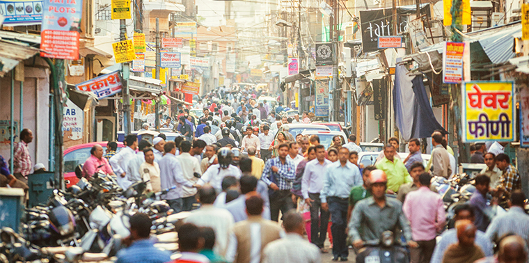 Crowded street in Jaipur, India