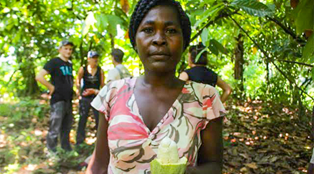 Merviel Chilmise is a cocoa farmer in northern Haiti who sells to PISA, a fermentation facility that produced cocoa beans that went into a chocolate bar that won a gold prize at the 2016 International Chocolate Awards. Photo by Meg Wilcox