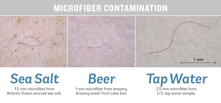 Microfibers found in sea salt, beer and tap water