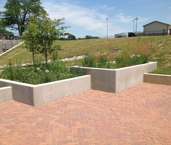 rain gardens located in Durkees Run Stormwater Park in Lafayette, Indiana