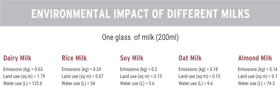 Comparison of environmental impacts of different milks