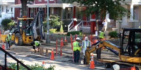 Water And Sewer Authority removing lead pipe along Irving Street NW, Washington DC.