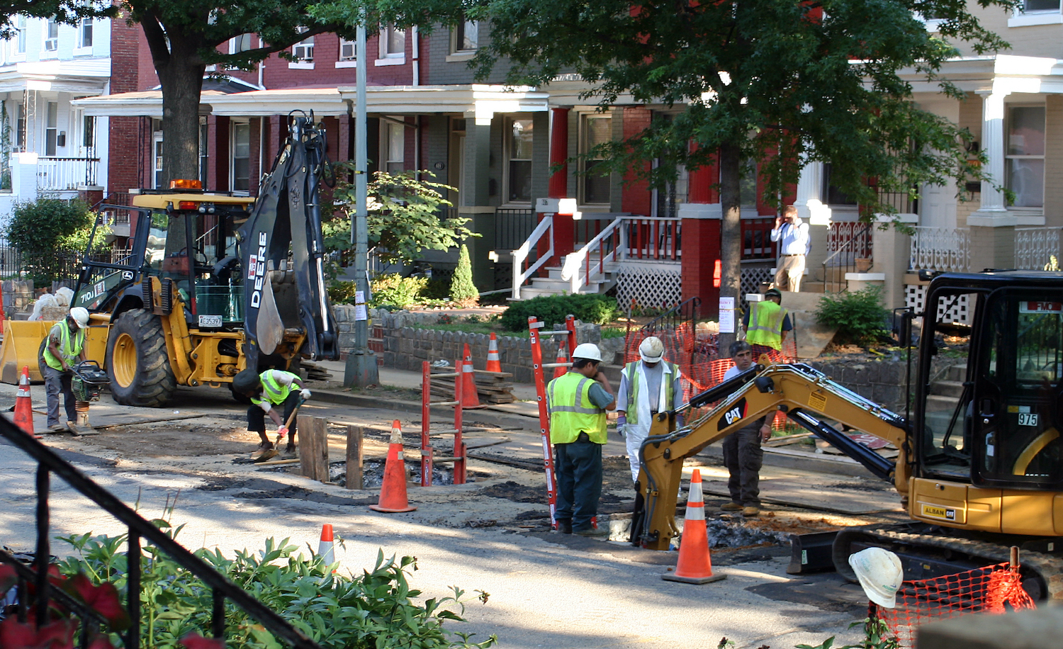 Water And Sewer Authority removing lead pipe along Irving Street NW, Washington DC.