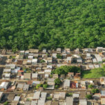 Worker neghborhood beside the Amazon forest. In Manaus, capital of the state of Amazonas