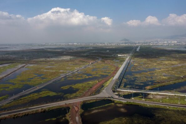 Lake Texcoco Ecological Park during the rainy season.