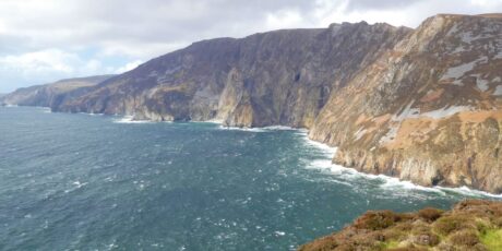 Image of Slieve League, a Special Area of Conservation in County Donegal. Image shows coastal cliffs with ocean.